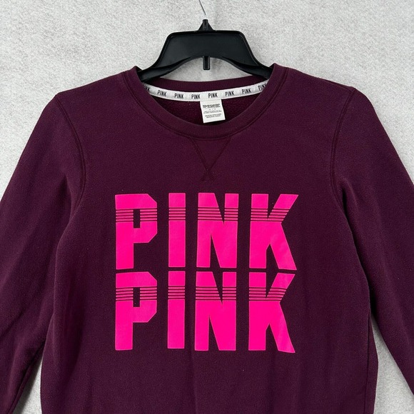 Pink Victoria's Secret Sweatshirt Womens SMALL Long Sleeve Graphic Burgundy - Picture 5 of 13